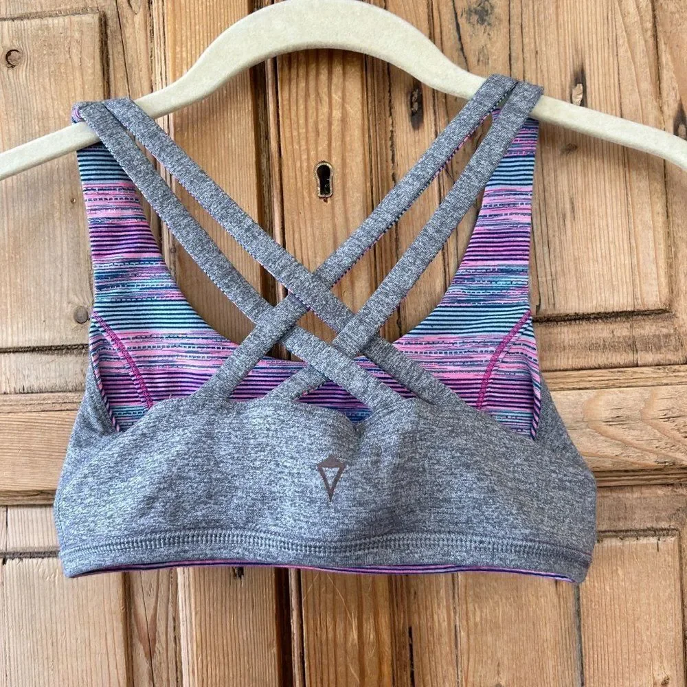 Lululemon Ivivva Reversible Sports Bra Gra‎ Pink Blue Strappy Girls Size 10?